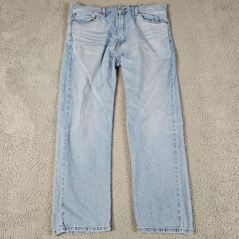 Levis 505 Jeans Mens 40x30 Blue Light Wash Regular Fit Straight Comfort Stretch
